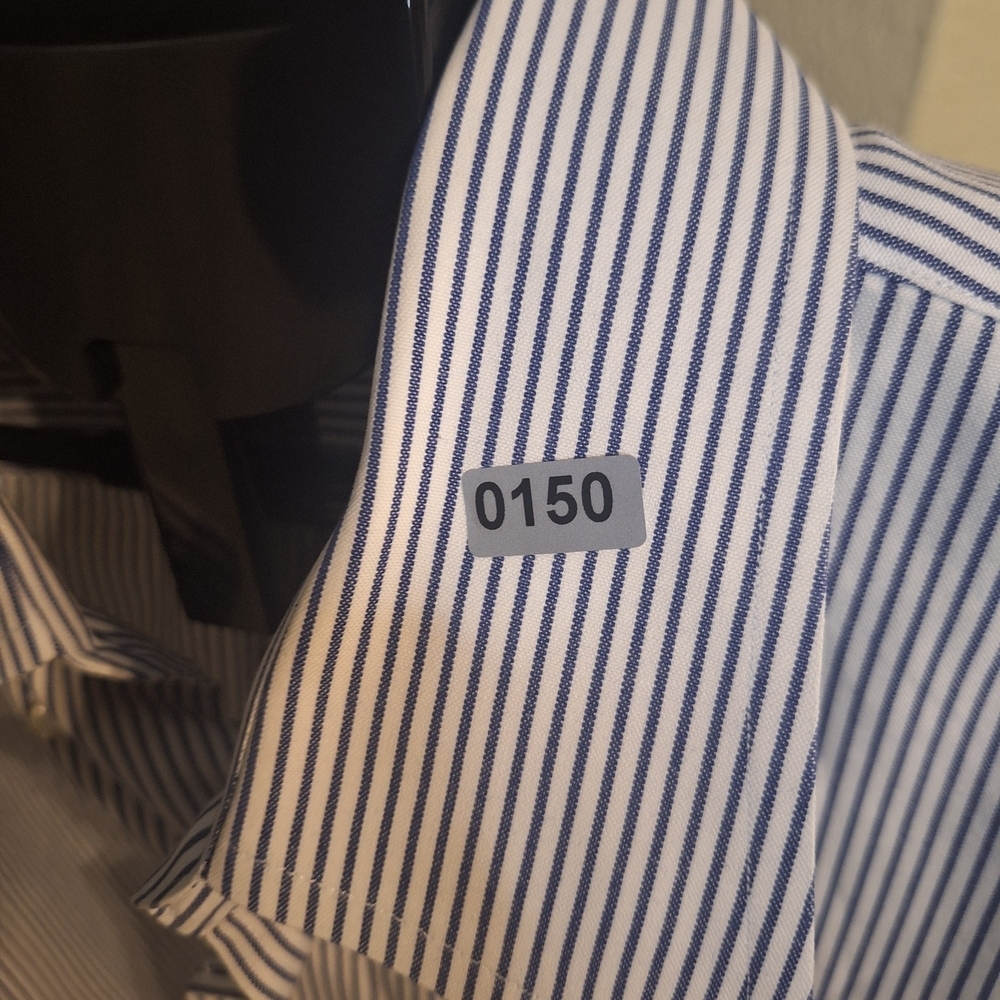 Paul Fredrick Classic Long Sleeve Striped Dress Shirt. S8ze 17.5/36 - Picture 7 of 7